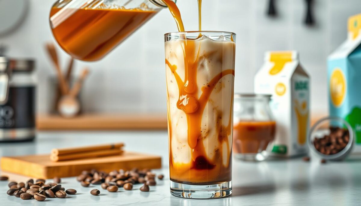 Assembling Caramel Iced Coffee