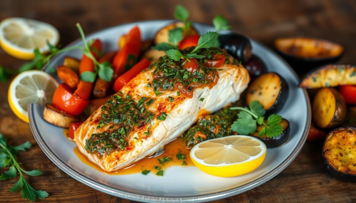 Mediterranean salmon dish