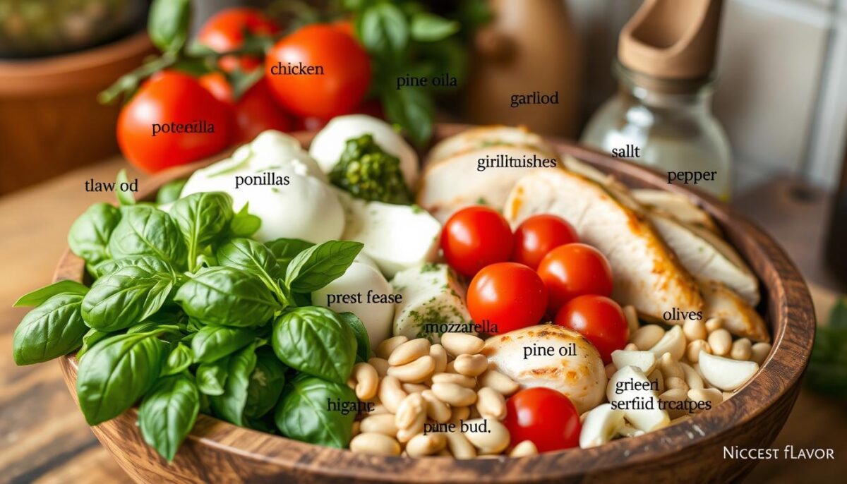 ingredient lists for chicken pesto bake meal prep